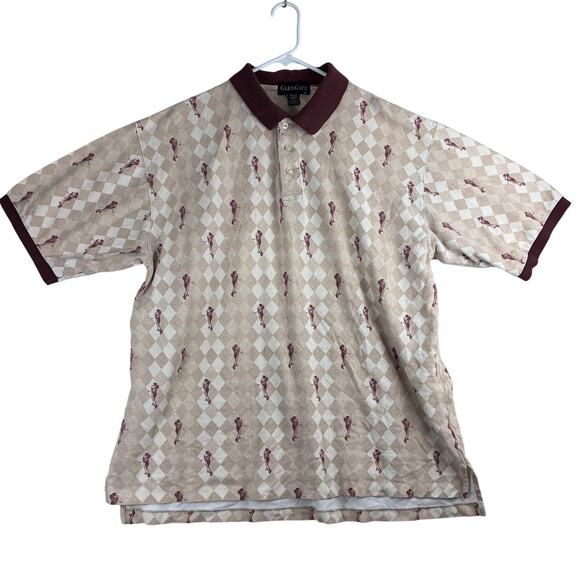 Glen Gate Short Sleeve Golf Polo Shirt Men XL 100% Cotton USA Made Diamond Print - Picture 1 of 8